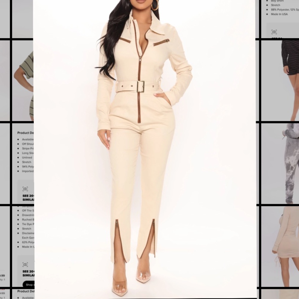 New! Ivory Aviator Jumpsuit - Large